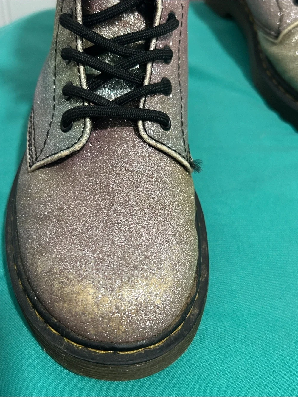 Dr. Martens Girls Iridescent Glitter Lace-Up Boots Sz: 3